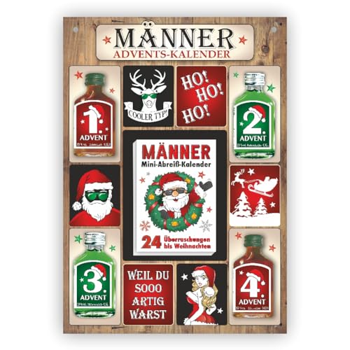 Männer Adventskalender mit Kräuterlikör und Pfefferminzlikör | 24 Seiten Abreißblock | Schnaps Likör Kalender für Männer zum anhängen | Einzigartiges Geschenk zu Weihnachten | Scherzartikel von AV Andrea Verlag