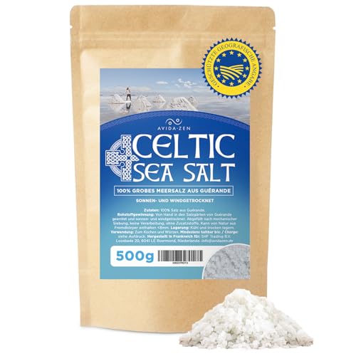 Celtic Sea Salt, 500g keltisches Meersalz aus Guérande, Echtes graues Salz, handgeerntet und wind- und sonnengetrocknet, celtic salt original, reich an Mineralien von AVIDA ZEN