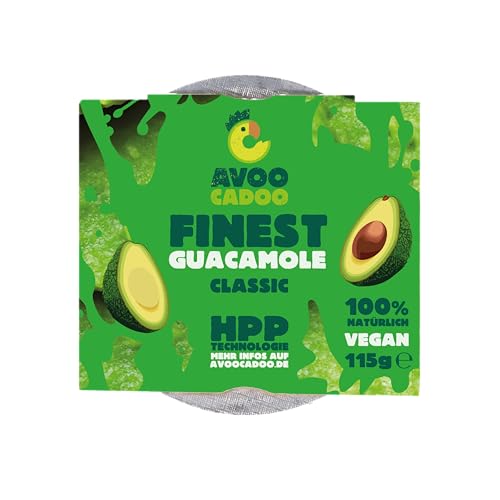 Feine klassische Guacamole, Avocado, Hochdruckverarbeitung, HPP, Dip, vegan, vegetarisch, gesunde Ernährung, Packung mit 6 Stück von AVOOCADOO