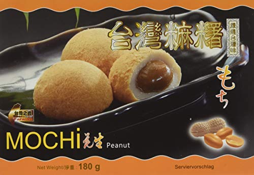 AWON Mochi Erdnuss, kleine Klebreiskuchen, als Nachtisch oder als süßer Snack zwischendurch (1 x 180 g mit 6 Mochis pro Packung) von AWON