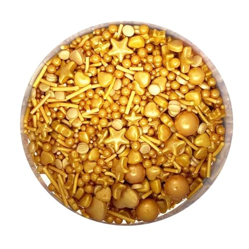 Gold Candy Star Herz-Perlenmischung, Perlen-Kuchenstreusel, Cupcake-Dekorationen – Nr. 14, 200 g von AYUMN