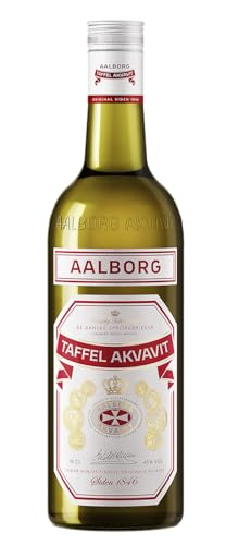 Aalborg Taffel Akvavit 45% 70cl – Dänemarks meistverkaufter Aquavit mit einzigartiger Kümmelnote und feurigem Geschmack, ideal gekühlt zu genießen – Perfekt zu Hering, Käse, Fleischbällchen und Fischg von Aalborg