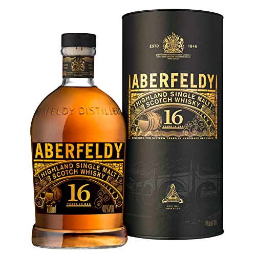 Aberfeldy 16 Jahre alter Highland Scotch Malt Scotch Whisky, 40% Vol., 700 ml, in Geschenkbox, im Eichenfass gereift, in Bourbon & Oloroso-Sherryfässern veredelt, ideal als Whisky-Geschenkset, 70 cl von Aberfeldy