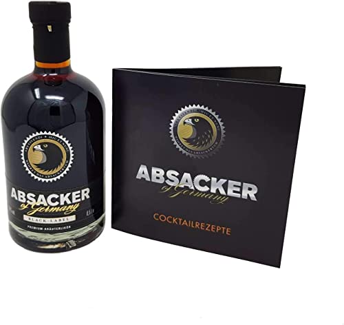 Absacker of Germany inkl. Cocktail-Heft GRATIS - Black Label Premium Kräuterlikör 0,5 Liter 28% Vol. - großartige Komposition aus Kräutern, Früchten und Gewürzen - Kräuter Likör von Absacker of Germany