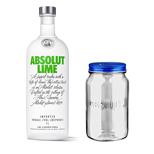 Absolut Vodka Lime Set mit Absolut Jar, Wodka mit Limettengeschmack, Schnaps, Spirituose, Alkohol, Flasche, 40%, 1 L von Absolut Vodka