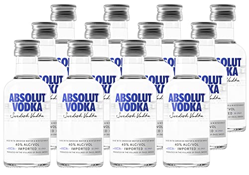 Absolut Vodka Original Miniatur 12er Pack – Der schwedische Klassiker in 12 kleinen Flaschen – Ideal für unterwegs – 12 x 50 ml von Absolut Vodka