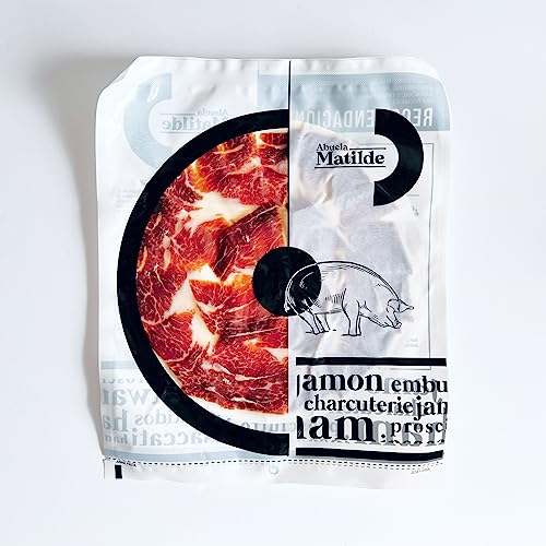 8 x 80 g Iberico Schinken Pata Negra Vakuumverpackt - Schwarzwälder Schinken 100% Schweinen Iberischer Rasse Gefüttert mit Eicheln - Handgeschnitten von einem Schinkenmeister von Abuela Matilde