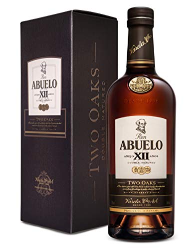 Ron Abuelo Two Oaks ( 1 x 0,7l) - 12 Jahre alter Rum aus Panama mit besonderem Fass-Finish für ein rauchig-süßes Geschmackserlebnis - pur, auf Eis oder als Basis für Cockails - 40% Vol. von Abuelo