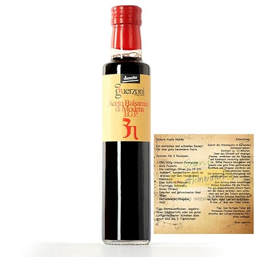 Guerzoni Aceto Balsamico di Modena I.G.P. "Rosso" - 500ml, Bio, Demeter, der Bio Balsamico Essig für besondere Salate und Saucen inkl Grani Familien Rezept von dakomyo