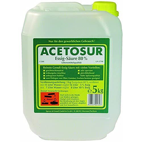 Acetosur Essig Säure 80 Prozent Spitzenqualität Kanister 5l 15er Pack von Acetosur