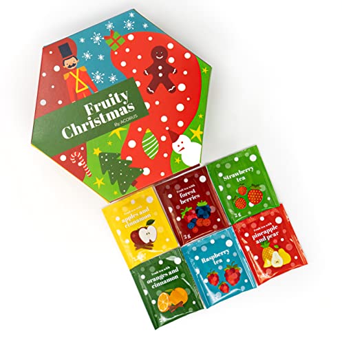 ACORUS Tee Geschenkset Weihnachten - Früchte Tee Set Geschenk - Weihnachtstee Einzeln Verpackt - Teeset Natürliche mit 6 Geschmacksrichtungen - Geschenkset Frauen Männer - Tee sorten mit 60 Beutel von Acorus