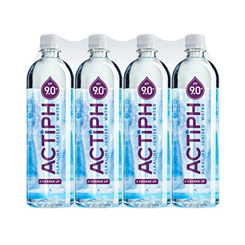 ACTIPH Ionisiertes Alkalisches Quellwasser pH 9+ Gereinigt mit Elektrolyten – Rein und Sanft - 12 x 1 L PET-Flaschen von ActiPH