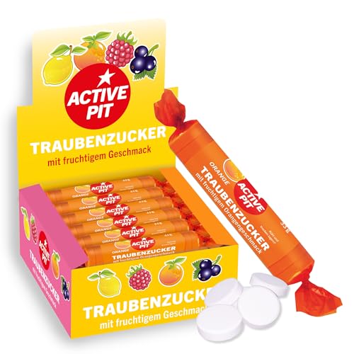 Pit Hoffmann Traubenzucker – Active Pit Traubenzucker-Rolle, leckerer Orangen-Geschmack, schnelle Energie für Groß und Klein – 20er-Rolle à 20 x 33 g von Active Pit