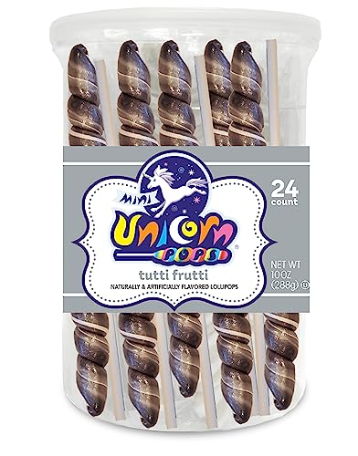 Adams & Brooks, Inc. Unicorn Pops 24 Stück – einzeln verpackte Einhorn-Lutscher – Einhorn-Partygeschenke, Süßigkeitenbuffets, Lutscher (Tutti Frutti (Silber)) von Adams & Brooks, Inc.