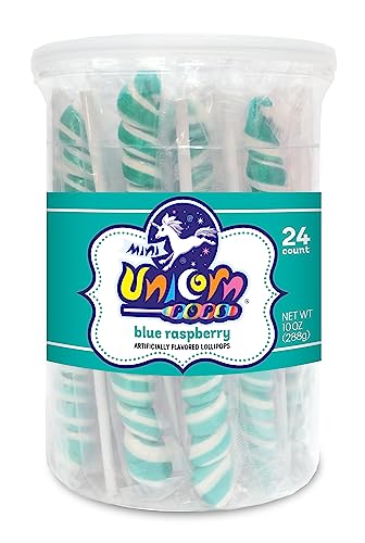 Einhorn Pops 24 Stück - Einzeln verpackte Einhorn Lutscher - Einhorn Party Favors, Candy Buffets, Lutscher Bulk (Blaue Himbeere (Türkis)) von Adams & Brooks, Inc.