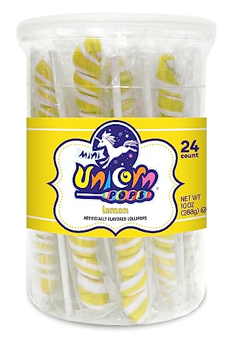 Einhorn Pops 24 Stück - Einzeln verpackte Einhorn Lutscher - Einhorn Party Favors, Candy Buffets, Lutscher Bulk (Zitrone (Gelb)) von Adams & Brooks, Inc.