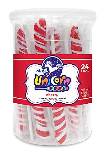 Einhorn Pops 24 Stück - einzeln verpackte Einhorn Lutscher - Einhorn Party Favors, Candy Buffets, Lutscher Bulk (Kirsche (Rot)) von Adams & Brooks, Inc.