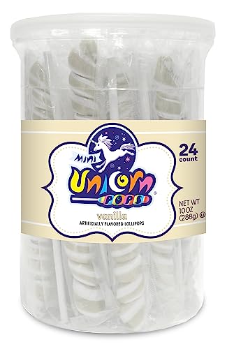 Unicorn Pops 24 Count - Einzeln verpackte Einhorn-Lutscher - Einhorn-Partygeschenke, Süßigkeitenbuffets, Lutscher Bulk (Vanille (Weiß)) von Adams & Brooks, Inc.