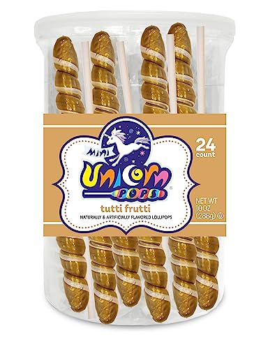 Unicorn Pops 24 Stück - einzeln verpackte Einhorn-Lutscher - Einhorn-Partygeschenke, Süßigkeitenbuffets, Lutscher Bulk (Tutti Frutti (Gold)) von Adams & Brooks, Inc.