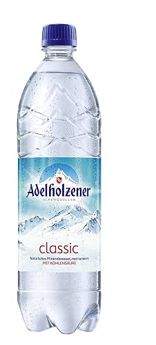 Adelholzener classic naturliches mineralwasser, NATRIUMARM mit kohlensaure, Alkoholfrei, 6er Pack, EINWEG (6 x 1 l) von Adelholzener