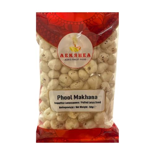 Aekshea Phool Makhana, Gepuffte Lotuskerne, 50g von Aekshea