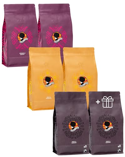 5+1 Mixed SET Afro Coffee, Premium Kaffeebohnen, Fairtrade aus Ostafrika, dem Ursprung des Kaffees. Arabica und Robusta, sonnengereift, handgepflückt und schonend geröstet von Afro Coffee