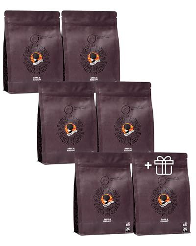 AFRO COFFEE Dark & Elegant I 5+1 Angebot 250g Premium Bio Kaffeebohnen Fairtrade I 100% Arabica Bohnen I Kaffee aus Äthiopien mit Noten von Bitterschokolade I handgepflückt, dunkel geröstet, säurearm von Afro Coffee