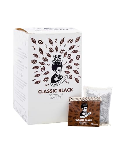 Afro Tea Classic Black (Schwarztee) Premium Tee in 15 Musselin-Teebeutel, je 2,5 Gramm, handgenäht. Erlesene Pflanzen bester Qualität - Schwarztee - niedriger Koffeingehalt von Afro Coffee