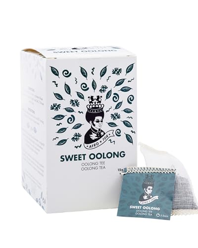 Afro Tea Sweet Oolong (Oolong Tee) Premium Tee in 15 Musselin-Teebeutel, je 1,5 Gramm, handgenäht. Erlesene Pflanzen bester Qualität - Schwarztee - niedriger Koffeingehalt von Afro Coffee