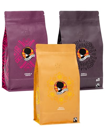 Collection SET Afro Coffee, Premium Kaffeebohnen, Fairtrade aus Ostafrika, dem Ursprung des Kaffees. Arabica und Robusta, sonnengereift, handgepflückt und schonend geröstet von Afro Coffee