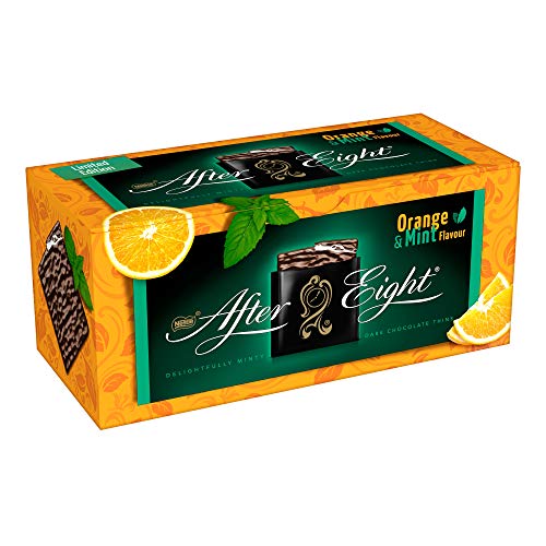 After Eight Blätter aus schwarzer Schokolade mit Minze und Orange, 200 g von After Eight