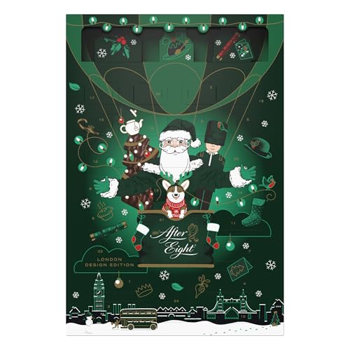 NESTLÉ AFTER EIGHT Adventskalender mit Pfefferminz-Schokolade sowie dunkler Schokolade mit Minzcremefüllung, Weihnachtskalender für Minz-Liebhaber, 1er Pack (1 x 199g) von After Eight