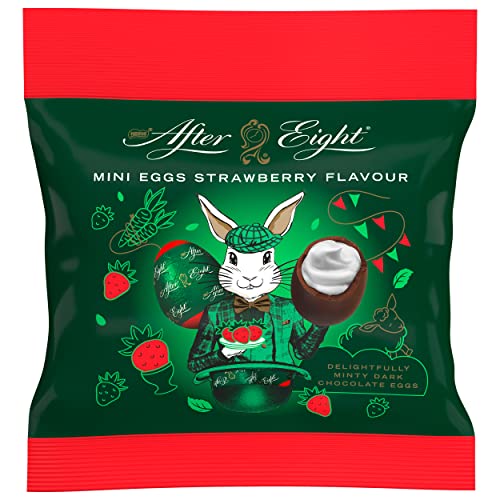 NESTLÉ AFTER EIGHT Mini Eggs Strawberry Flavour, kleine Schokoladeneier aus dunkler Schokolade und Minzfüllung mit Erdbeergeschmack, 1er Pack (1x90g) von After Eight