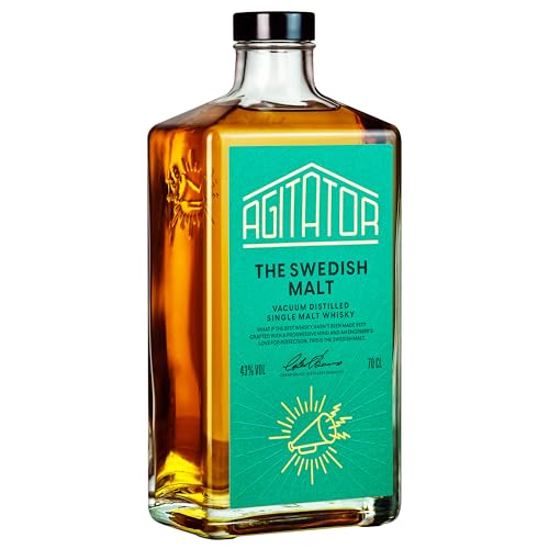 AGITATOR Swedish Malt Whisky | Preisgekrönter schwedischer Whiskey 70cl | 43% | Gereift in Eichen-, Bourbon-, Kastanien- und Sherryfässern | Vanille-Toffee | Apfel-Zitrus | Salzig | Rauchig | Torfig von Agitator