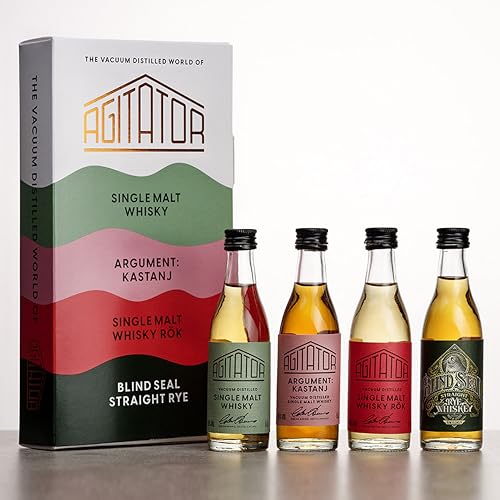 AGITATOR Whisky Probierset 4x50ml - Whisky Geschenkset Männer - Whiskey Set 44,5% - Whiskey Geschenke für Männer und Whiskyliebhaber - Whisky Tasting Set Geschenk Box von Agitator