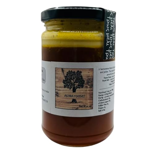 Griechischer Thymian honig mit Gelée Royale, Propolis und Pollen, 100% Natur – 400 gramm | Premium-Qualität von AgoraMarket