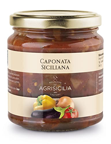 AGRISICILIA Caponata 280 g I Gemüseaufstrich aus Sizilien - Caponata-Brotaufstrich – Aubergine Zwiebel Paprika Tomate aus Italien von Agrisicilia
