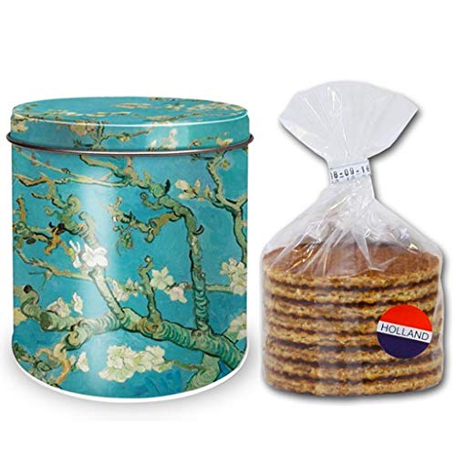 8 Stroopwafels In Van Gogh Mandelblüte Dose (Karamell-Sirup-Waffeln) von Agro Holland