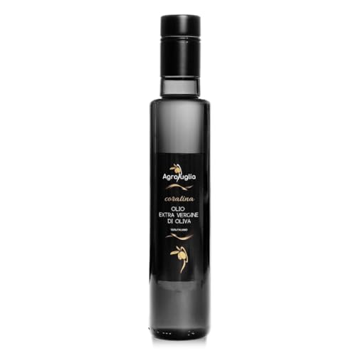 AGROPUGLIA - Monokultivar Coratina Natives Olivenöl Extra - 100% rein und natürlich, handwerkliche Produktion aus Apulien, Kaltgepresst, Flasche, 250 ml von Agropuglia