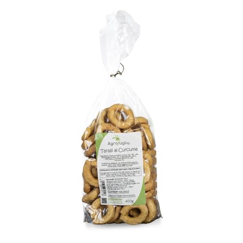 AGROPUGLIA - Apulische Taralli mit Kurkuma - Exotischer und gesunder Geschmack, mit extra nativem Olivenöl und Weißwein, innovativer Snack, 400g von Agropuglia