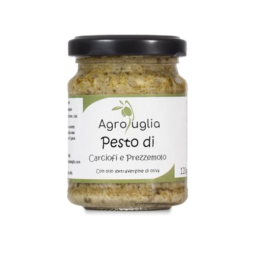 AGROPUGLIA Artischocken-Petersilien-Pesto - Köstliches Pesto mit frischen Artischocken und Petersilie - Italienisches Handwerksprodukt, 120g von Agropuglia