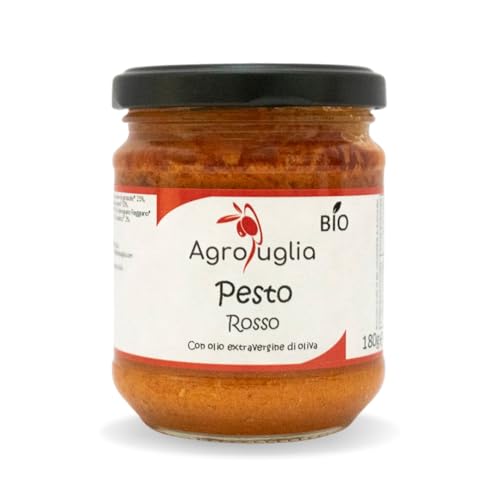 AGROPUGLIA Bio-Rotes Pesto - Köstliches Rotes Pesto mit Bio-Zutaten - Italienisches Handwerksprodukt, 180g von Agropuglia