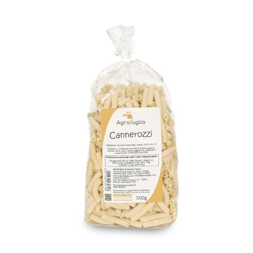 AGROPUGLIA Cannerozzi - Handgemachte Pasta mit gemahlenem Hartweizengrieß - Ohne Farbstoffe und Konservierungsstoffe - Kochzeit 9 Minuten, 500g von Agropuglia