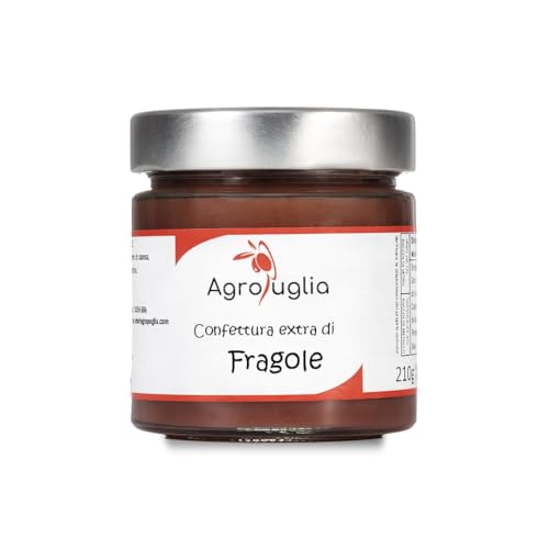 AGROPUGLIA Extra Erdbeerkonfitüre 70% - Handgemachte Konfitüre mit frischen Erdbeeren - Ohne Konservierungsstoffe - Reichhaltiger und natürlicher Geschmack, 210g von Agropuglia