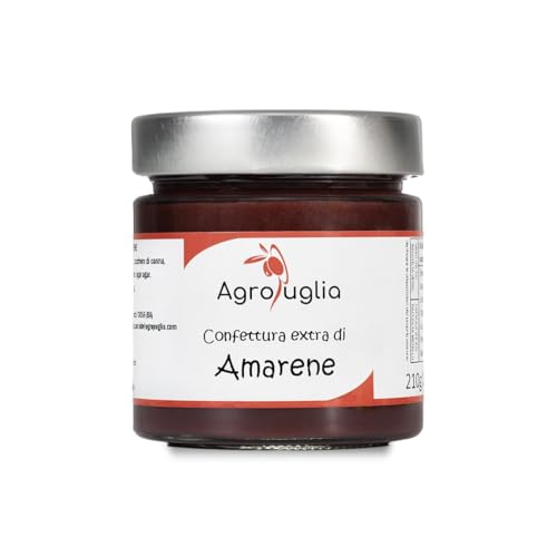 AGROPUGLIA Extra Sauerkirschkonfitüre - Handgemachte Konfitüre mit frischem Sauerkirschpüree - Ohne Konservierungsstoffe - Reichhaltiger und natürlicher Geschmack, 210g von Agropuglia