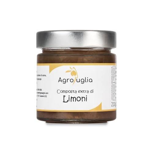 AGROPUGLIA Extra Zitronenkompott - Handgemachtes Kompott mit frischen Zitronen und Äpfeln - Ohne Konservierungsstoffe - Frischer und natürlicher Geschmack, 210g von Agropuglia