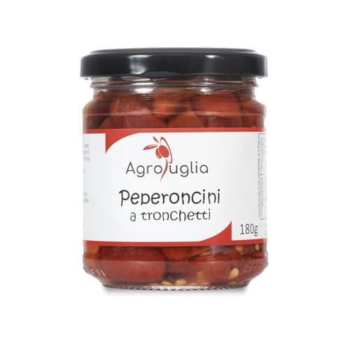 AGROPUGLIA Geschnittene Rote Chilischoten - Scharfe Rote Chilischoten in Nativem Olivenöl Extra - Authentischer Apulischer Geschmack, 180g von Agropuglia