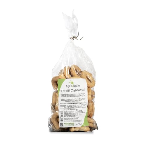 AGROPUGLIA - Hausgemachte apulische Taralli - Traditionell und authentisch, mit einer Mischung aus Ölen und Weißwein, ideal für jede Gelegenheit, 400 g von Agropuglia