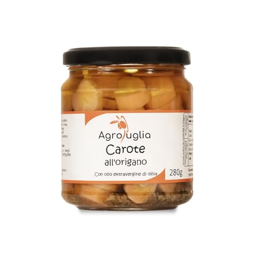 AGROPUGLIA Karotten mit Oregano - Marinierte Karotten in Nativem Olivenöl Extra und Oregano - Authentischer Apulischer Geschmack, 280g von Agropuglia