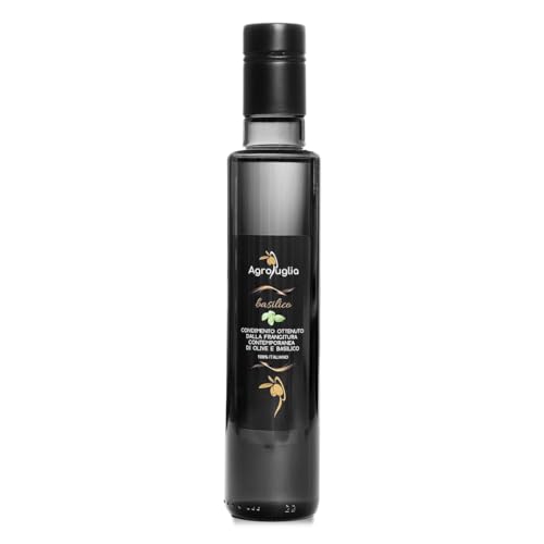 AGROPUGLIA - Natives Olivenöl extra, aromatisiert mit Basilikum - Reiches und aromatisches Aroma, infundiert mit frischem Basilikum, perfekt für die mediterrane Küche, 250 ml von Agropuglia